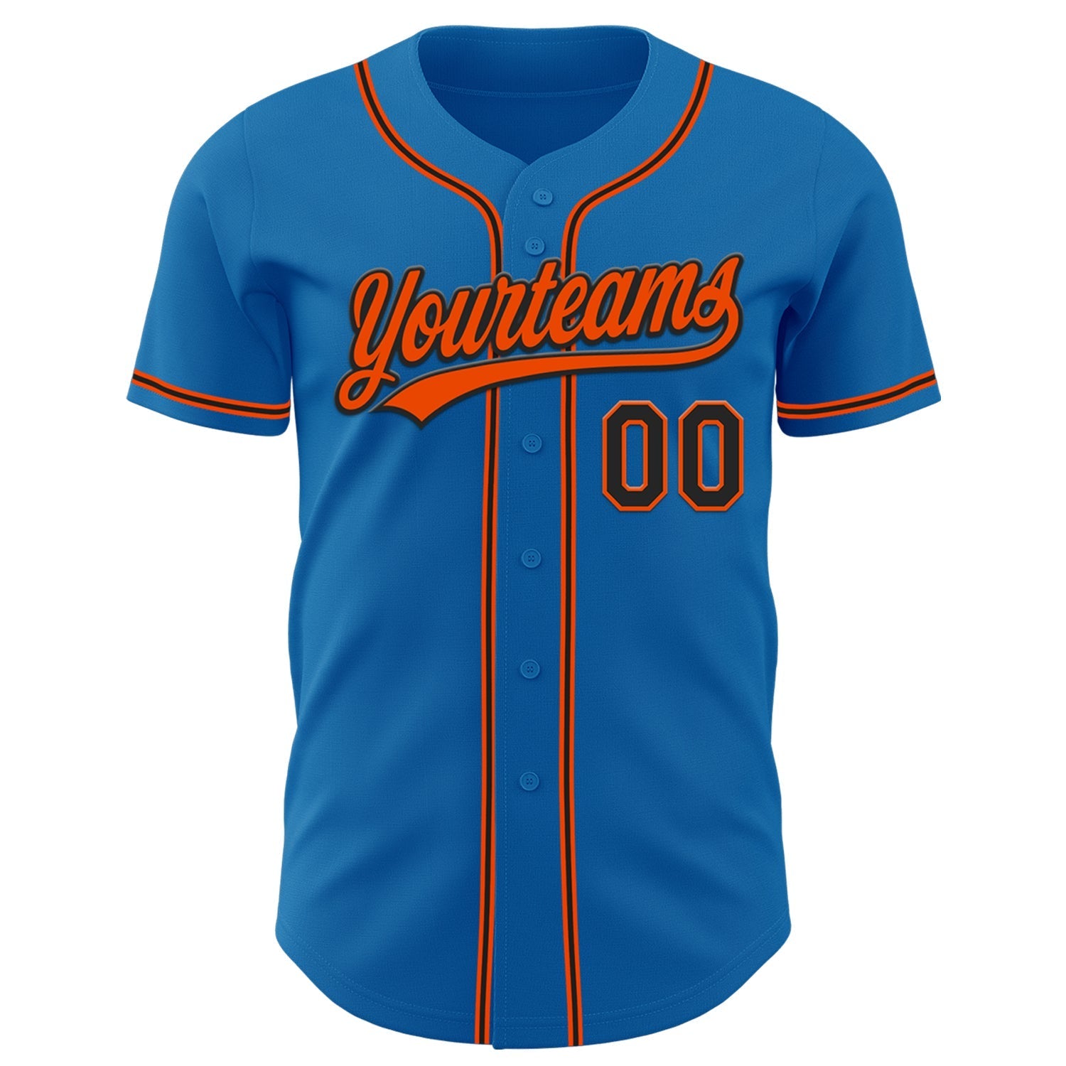 Custom Blue Black-Orange Authentic Baseball Jersey baseball jersey product view 2