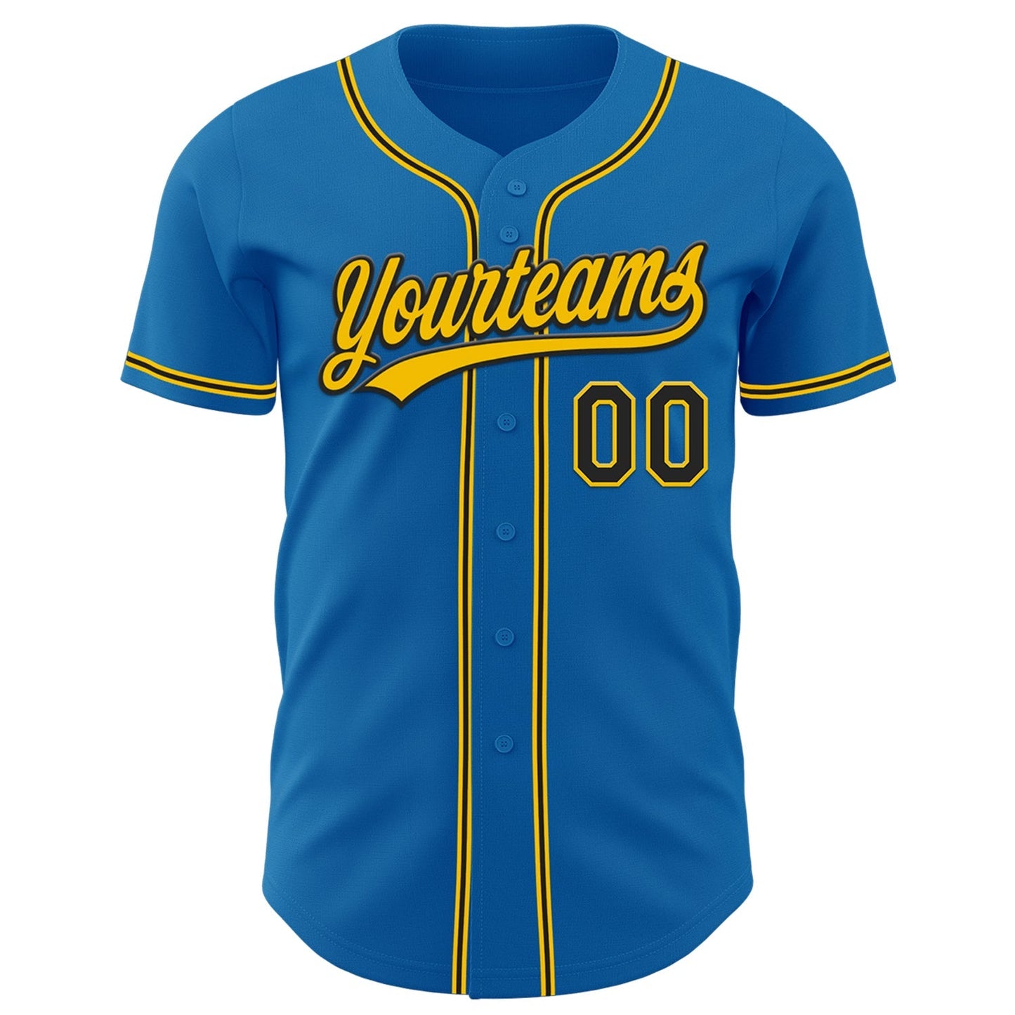 Custom Blue Black-Yellow Authentic Baseball Jersey baseball jersey product view 2