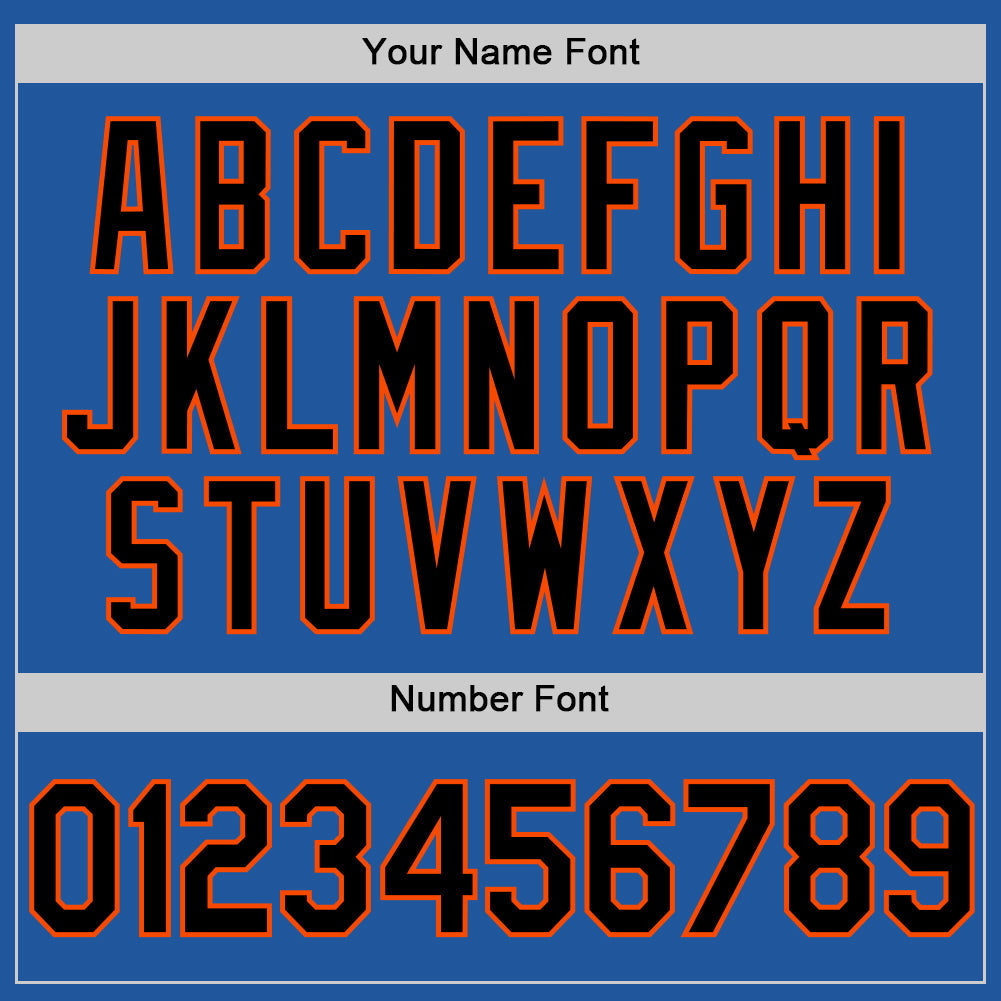 Custom Blue Black-Orange Authentic Throwback Baseball Jersey baseball jersey product view 5