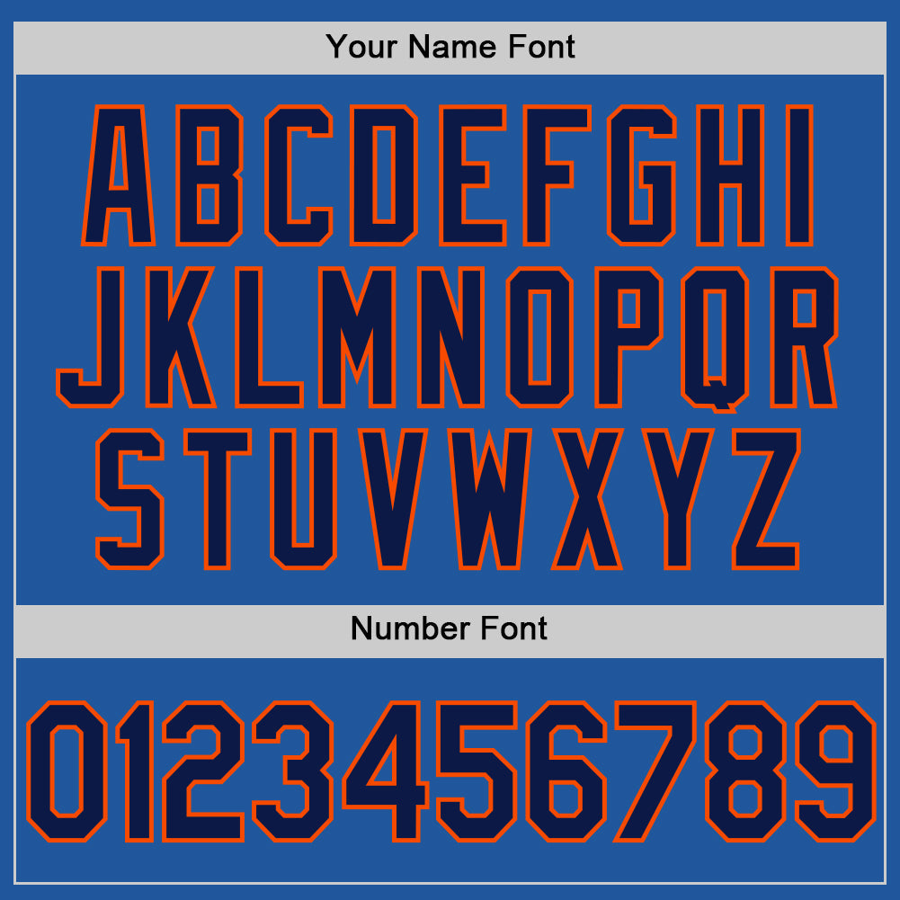 Custom Blue Navy-Orange Authentic Throwback Baseball Jersey baseball jersey product view 5