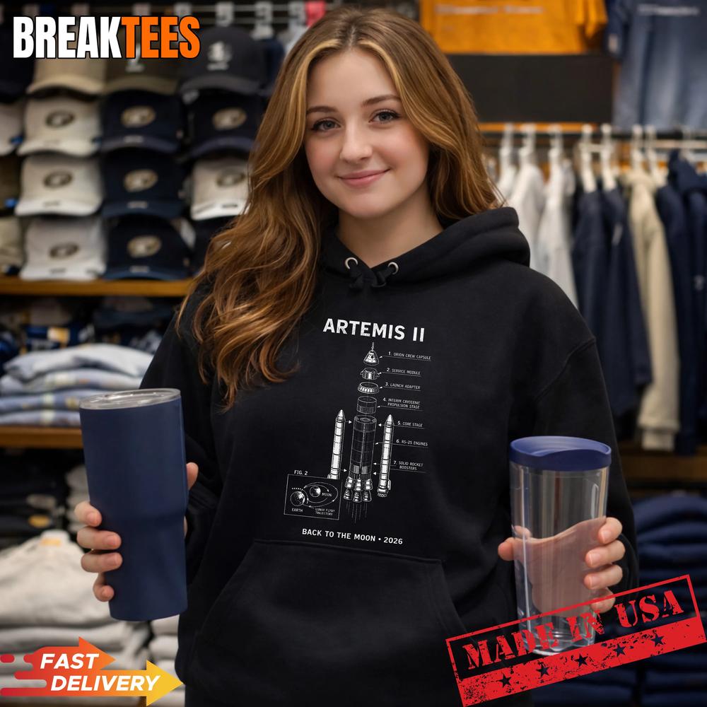 Blueprint Space Rocket Launch Mission to The Moon - Adult & Kids T-Shirts, Sweatshirts & Hoodies apparel design preview 2
