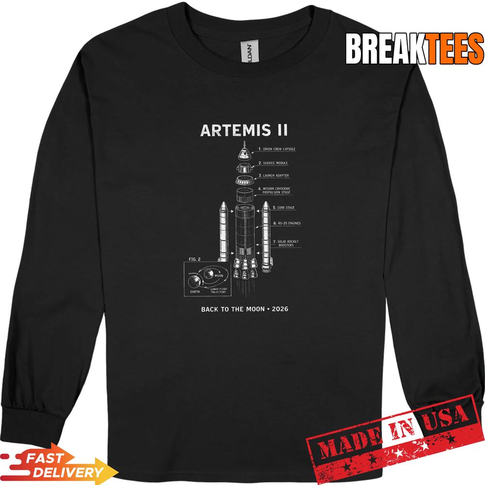 Blueprint Space Rocket Launch Mission to The Moon - Adult & Kids T-Shirts, Sweatshirts & Hoodies apparel design preview 3