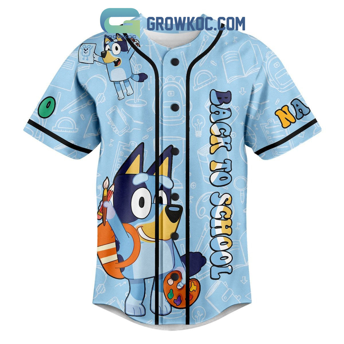 Bluey Back To School I’m Ready For School Personalized Baseball Jersey baseball jersey product view 2