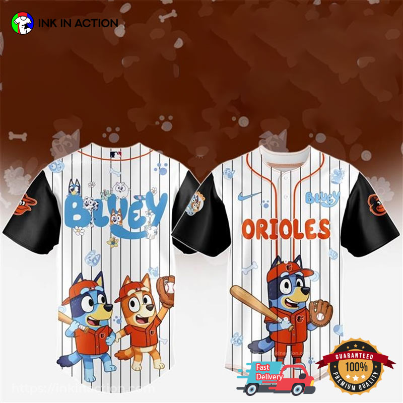 Bluey Baltimore Orioles Baseball Jersey baseball jersey product view 1