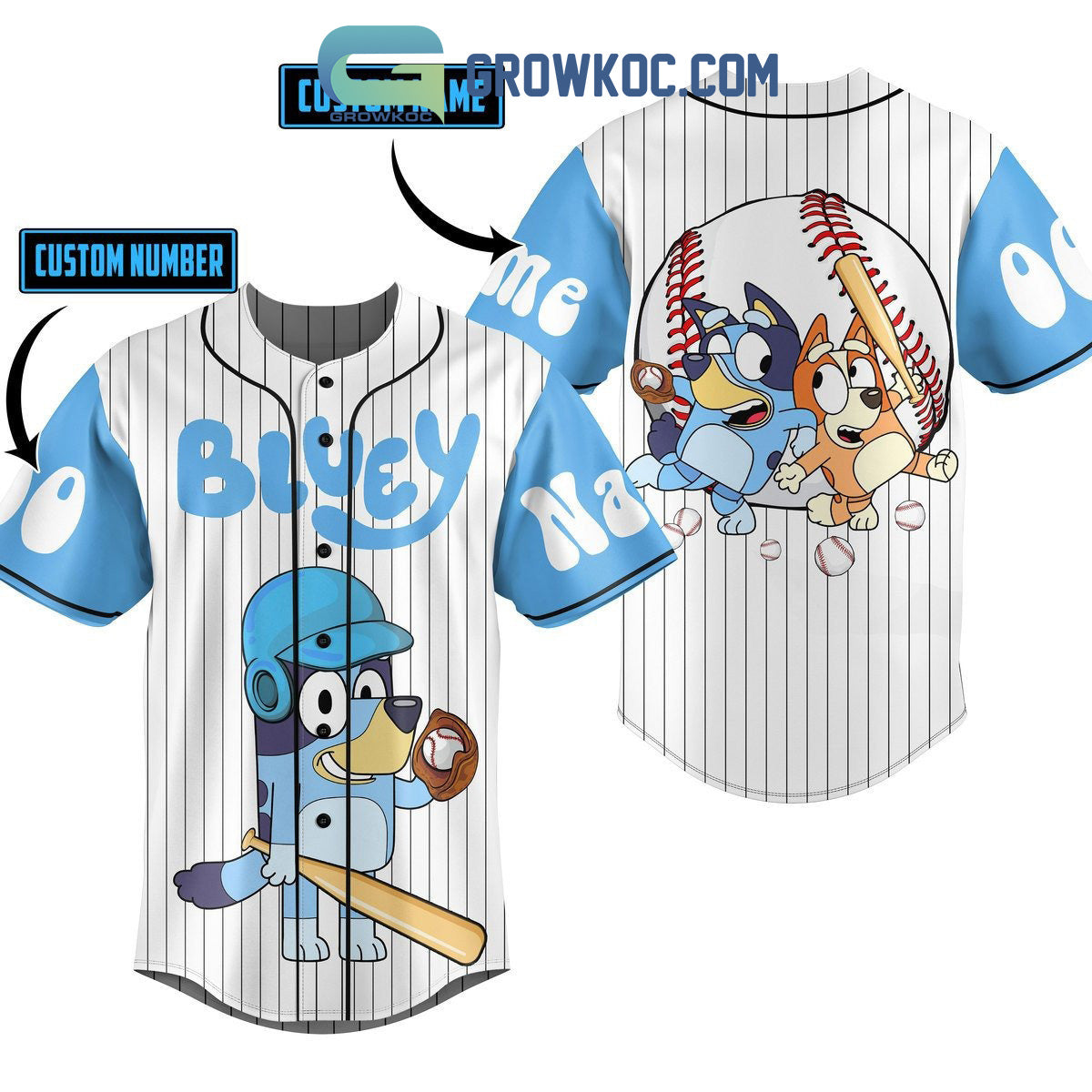 Bluey Cartoon Family Personalized Baseball Jersey baseball jersey product view 1