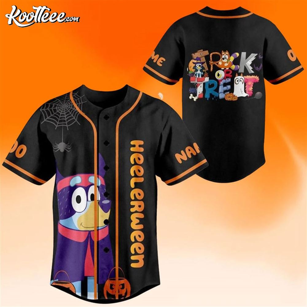 Bluey Halloween Heelerween Baseball Jersey baseball jersey product view 1