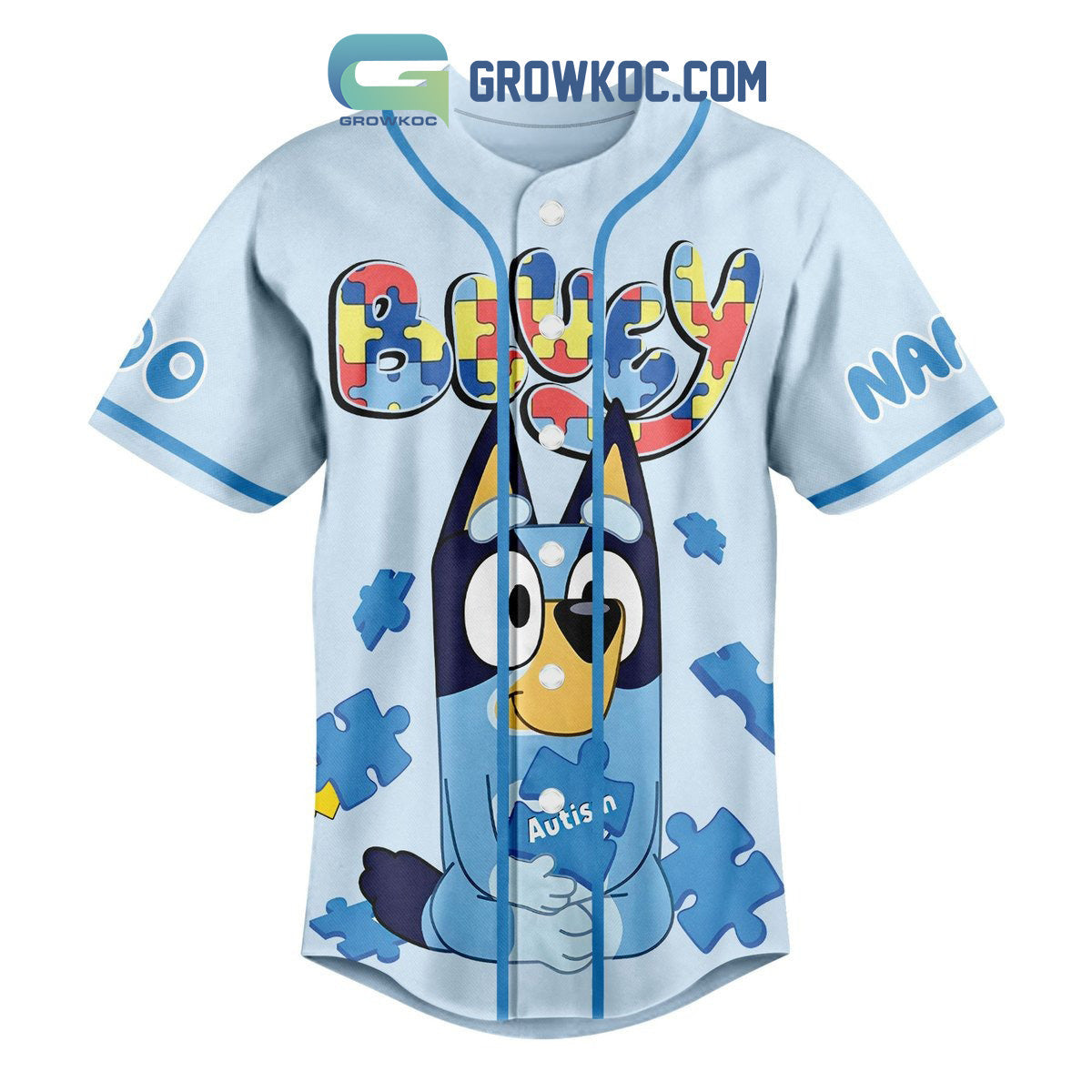 Bluey I See Your True That’s Why Love You Autism Awareness Personalized Baseball Jersey baseball jersey product view 2