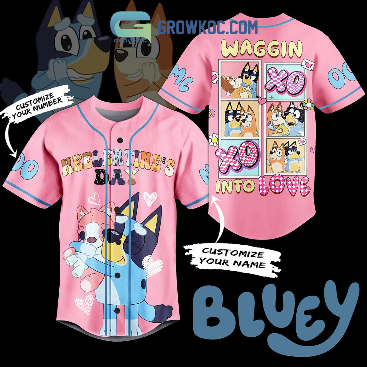 Bluey The Heeler Family Personalized Baseball Jersey baseball jersey product view 1