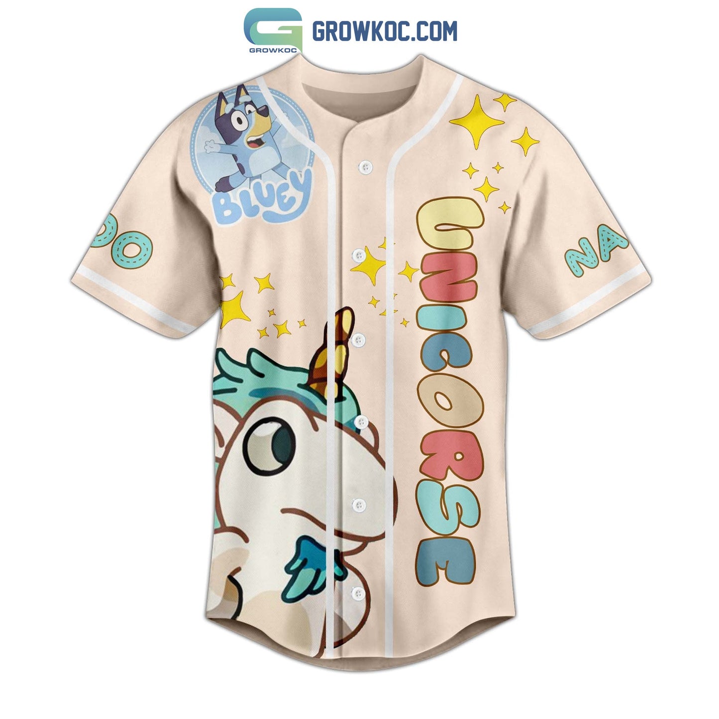 Bluey Unicorse And Why Should I Care Personalized Baseball Jersey baseball jersey product view 2