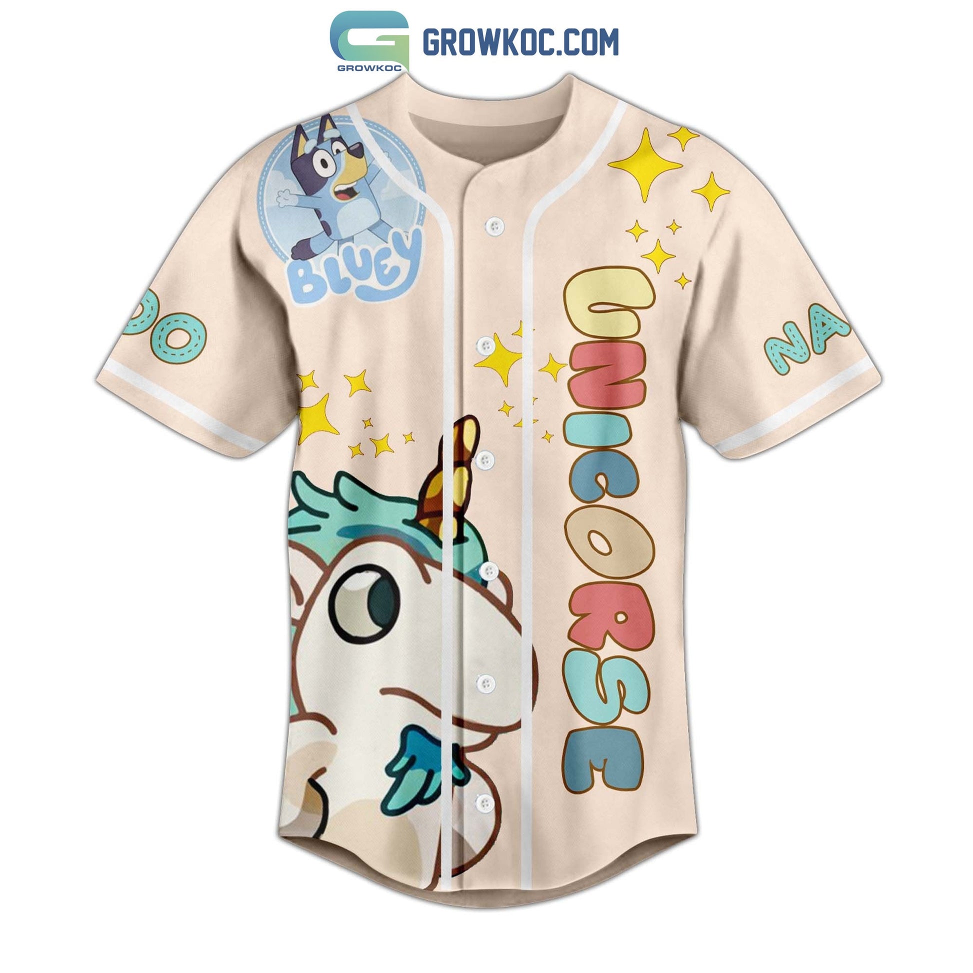 Bluey Unicorse And Why Should I Care Personalized Baseball Jersey baseball jersey product view 2