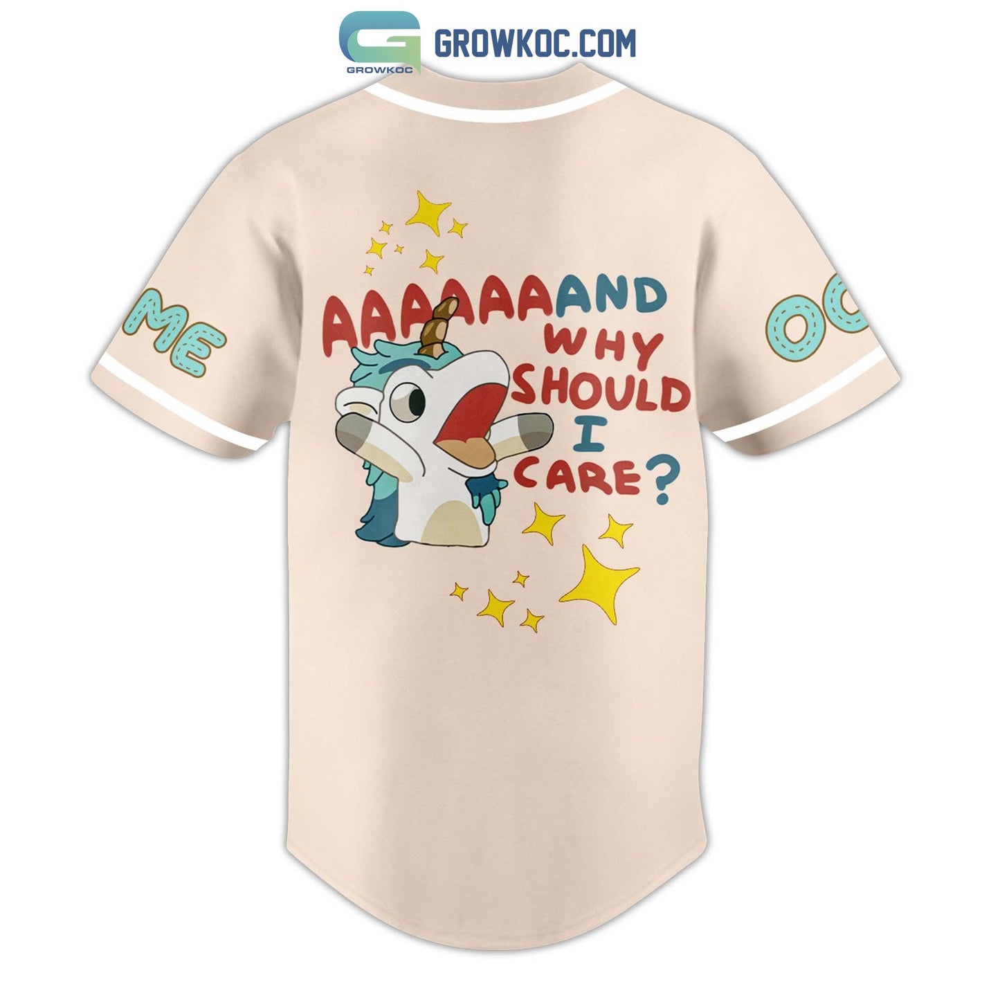 Bluey Unicorse And Why Should I Care Personalized Baseball Jersey baseball jersey product view 3