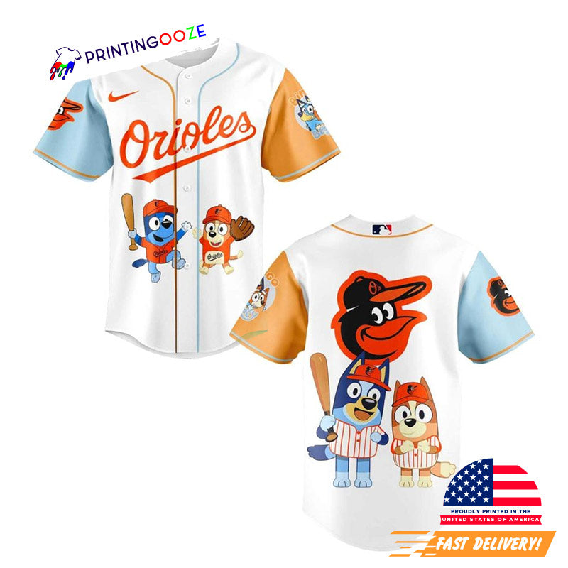Bluey And Bingo Baltimore Orioles Baseball Jersey baseball jersey product view 1