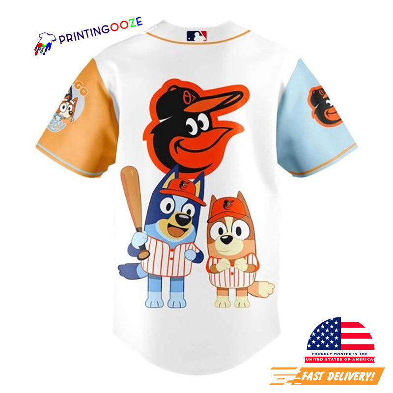 Bluey And Bingo Baltimore Orioles Baseball Jersey baseball jersey product view 2