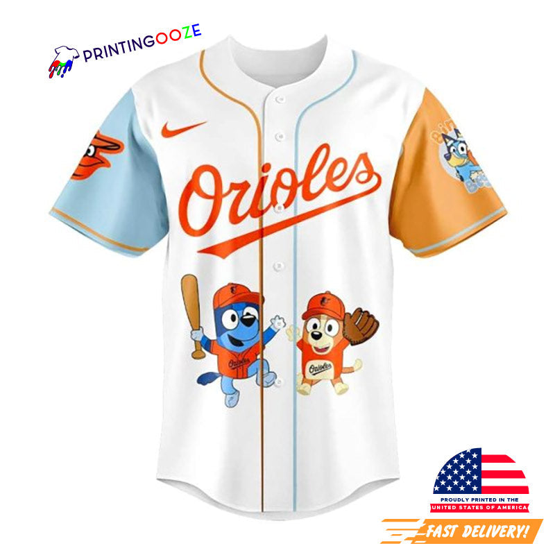 Bluey And Bingo Baltimore Orioles Baseball Jersey baseball jersey product view 3
