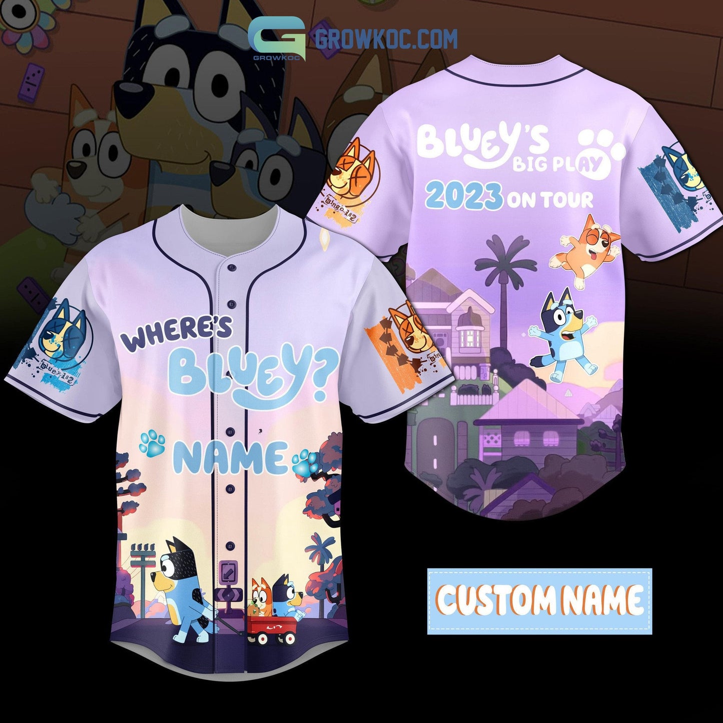Bluey’s Big Play 2023 On Tour Custom Name Baseball Jersey baseball jersey product view 1