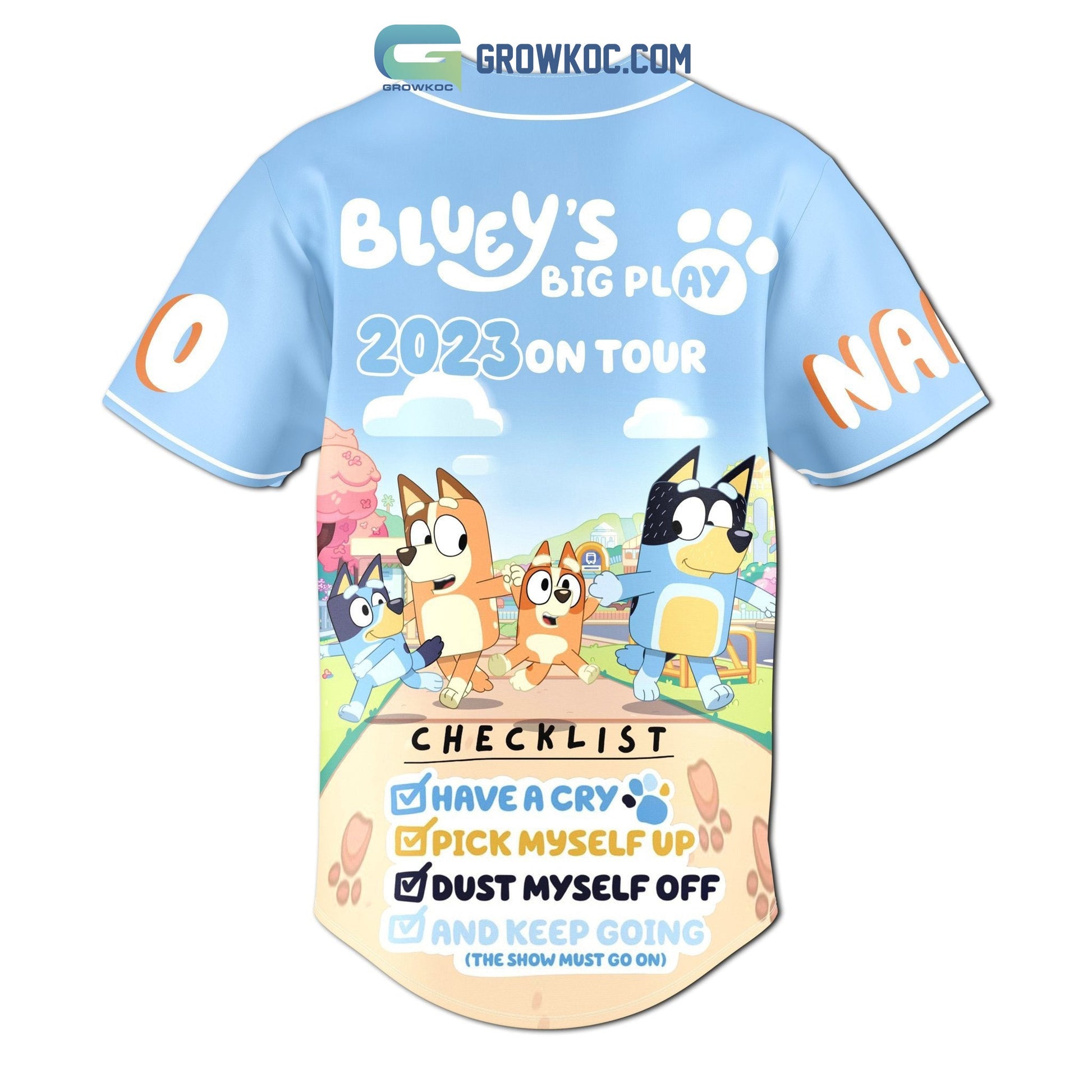 Bluey’s Big Play 2023 On Tour Personalized Baseball Jersey baseball jersey product view 3