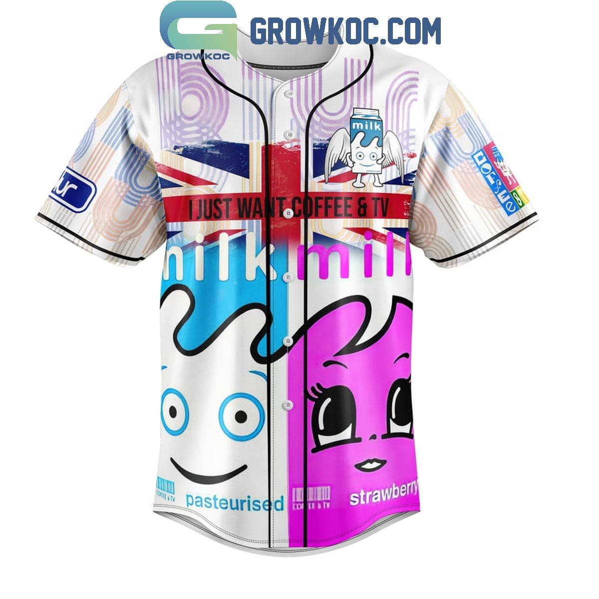 Blur Graham Coxon Missing I Just Want Coffee And TV Baseball Jersey baseball jersey product view 2