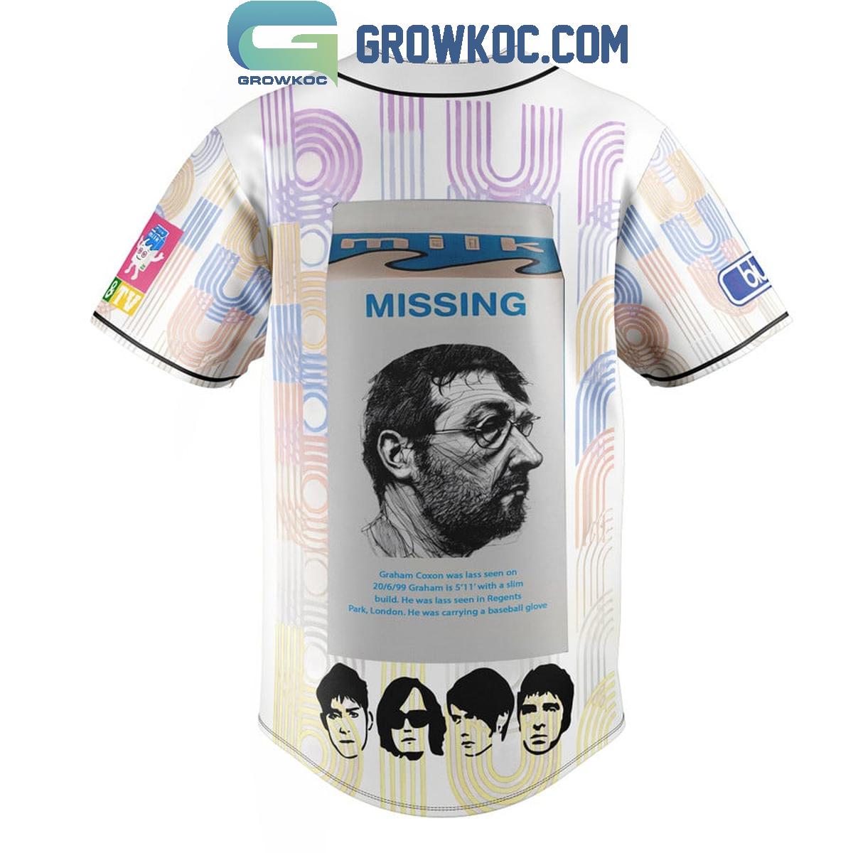 Blur Graham Coxon Missing I Just Want Coffee And TV Baseball Jersey baseball jersey product view 3