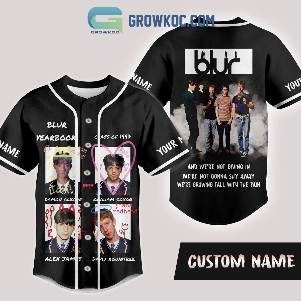 Blur Yearbook Class Of 1997 Personalized Baseball Jersey baseball jersey product view 1