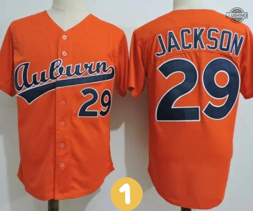 Bo Jackson Auburn Baseball Jersey All Over Printed Number 29 Baseball Uniform Shirts Auburn Tigers College Football Gift Orange White football jersey product view 1
