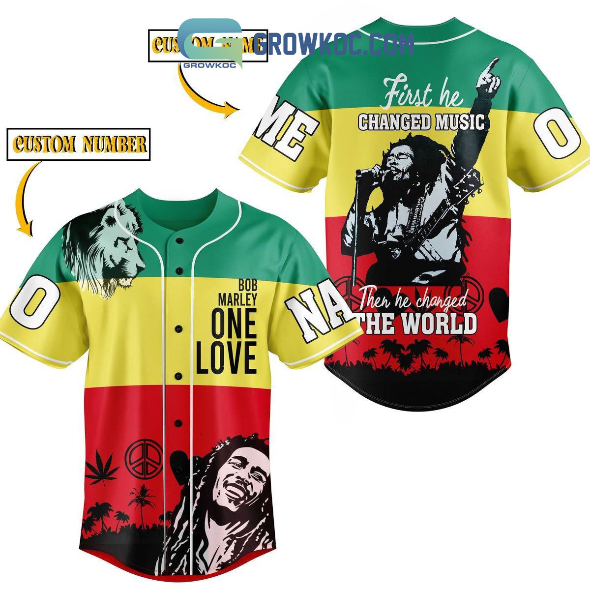 Bob Marley One Love Changed The World Personalized Baseball Jersey baseball jersey product view 1