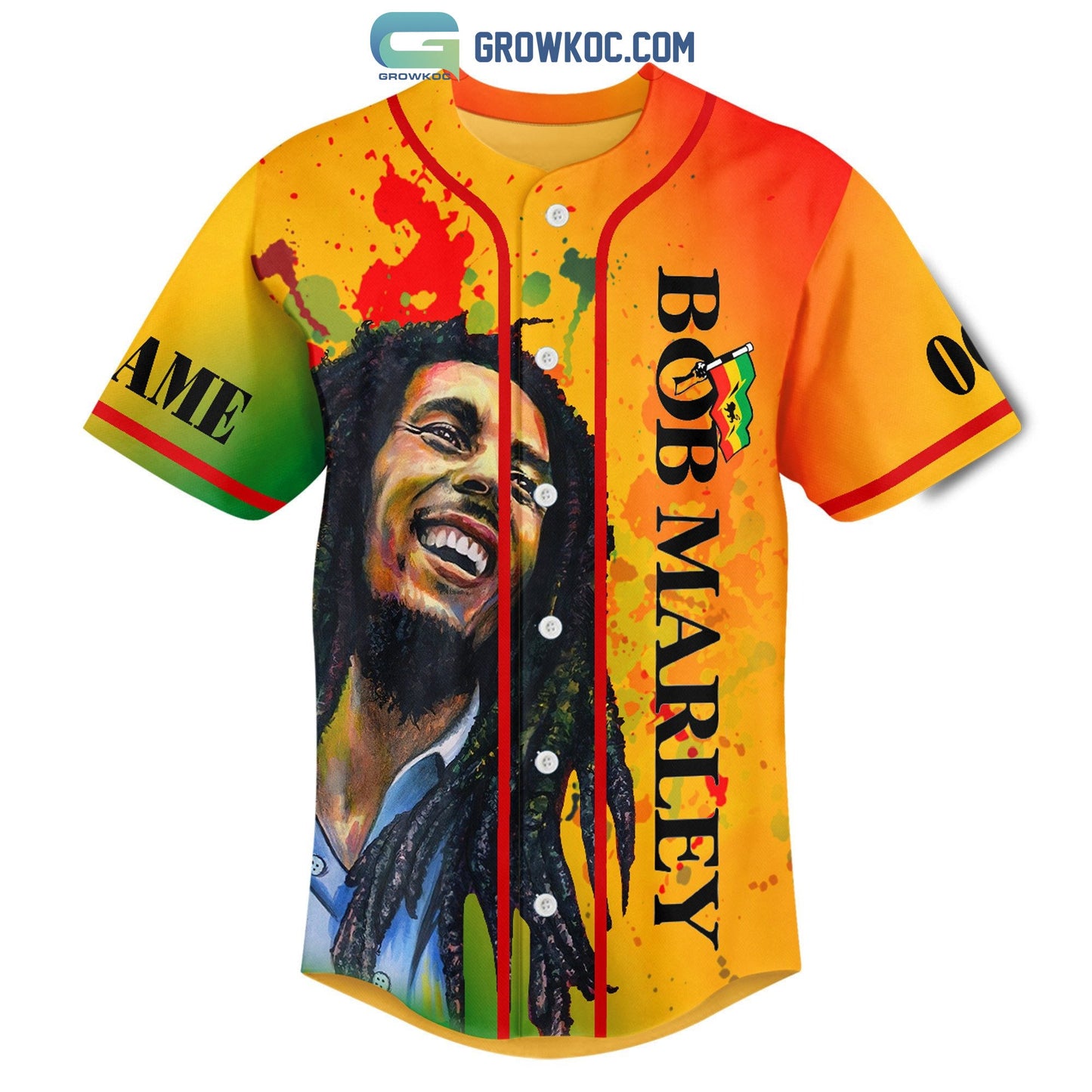Bob Marley One Man One Message One Legend Personalized Baseball Jersey baseball jersey product view 2