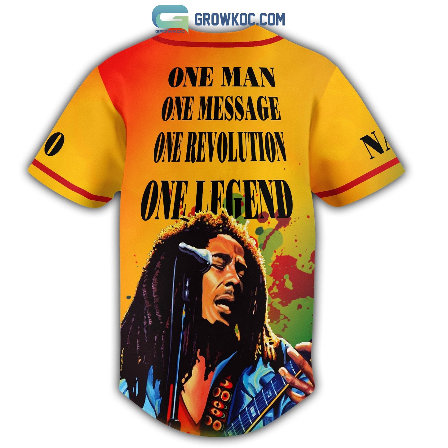 Bob Marley One Man One Message One Legend Personalized Baseball Jersey baseball jersey product view 3