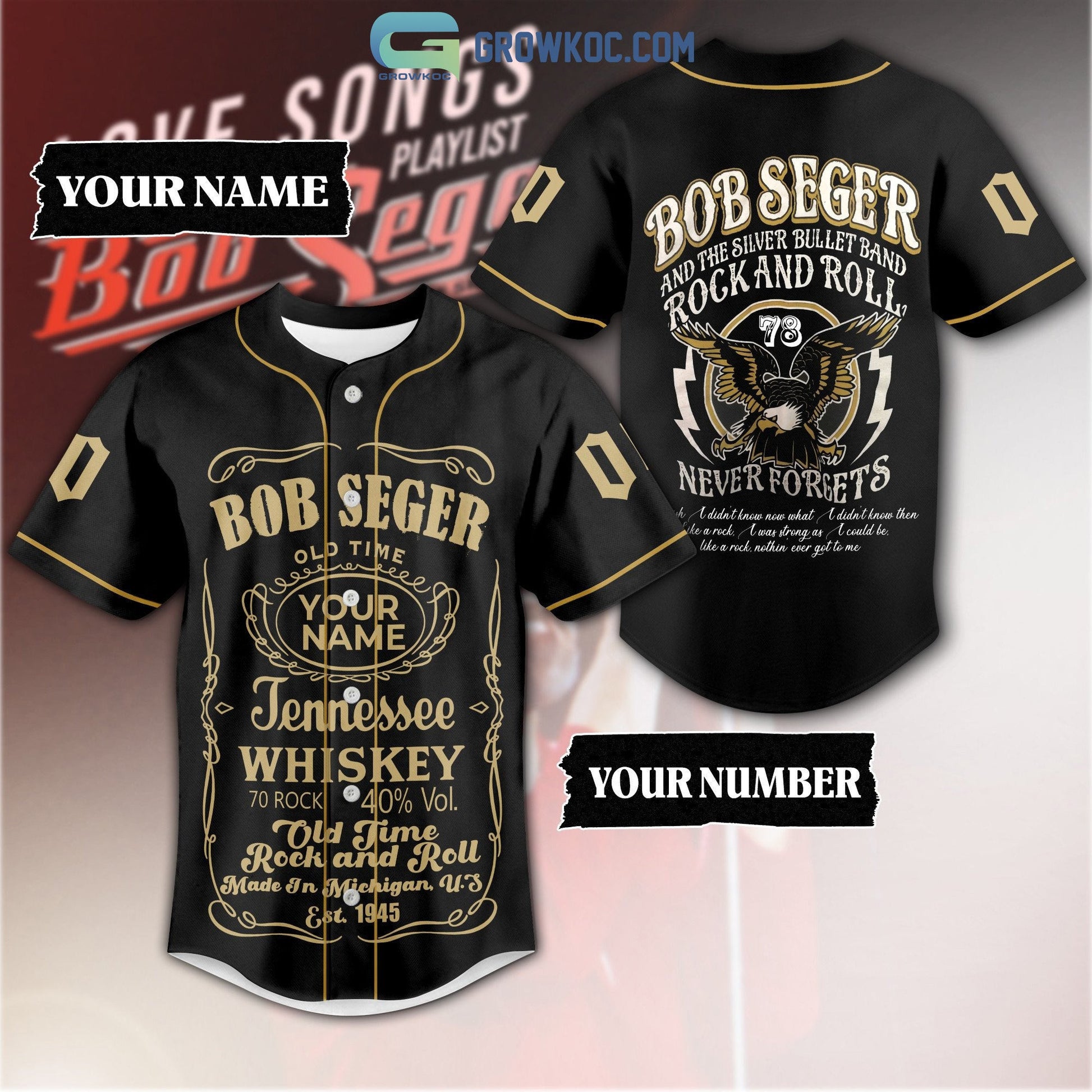 Bob Seger Old Time Rock And Roll Michigan 1945 Personalized Baseball Jersey baseball jersey product view 1