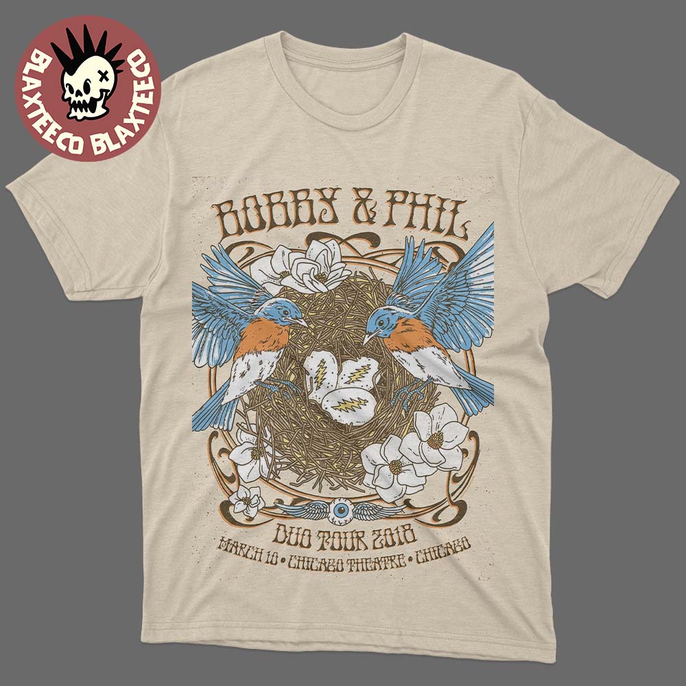 Bob Weir x Phil Lesh Bobby And Phil Duo Tour 2018 Night 1 Gig Poster For Show In Chicago At Chicago Theatre On March 10 2018 T-Shirt - T-Shirt, Sweatshirt, Hoodie