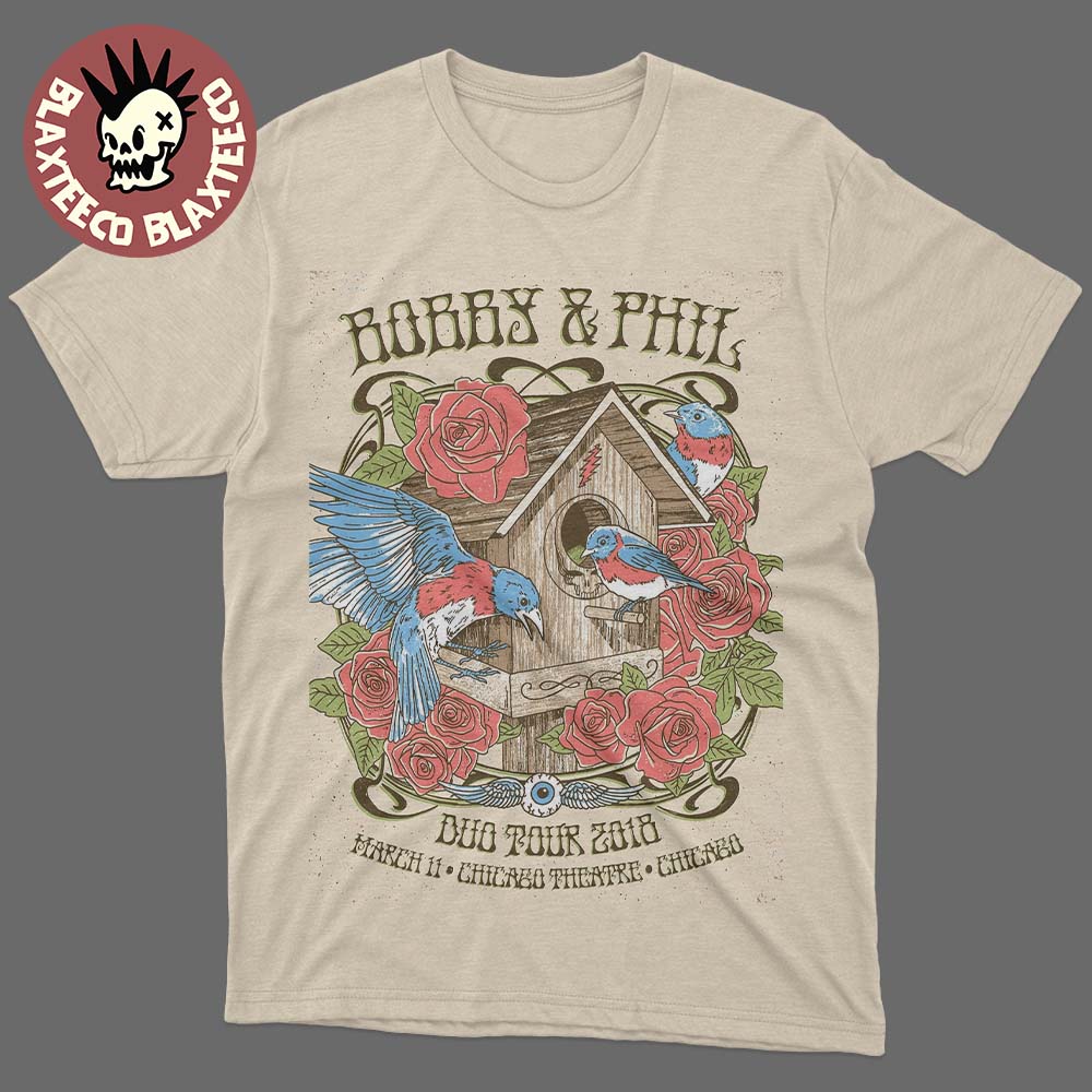 Bob Weir x Phil Lesh Bobby And Phil Duo Tour 2018 Night 2 Gig Poster For Show In Chicago At Chicago Theatre On March 11 2018 T-Shirt - T-Shirt, Sweatshirt, Hoodie