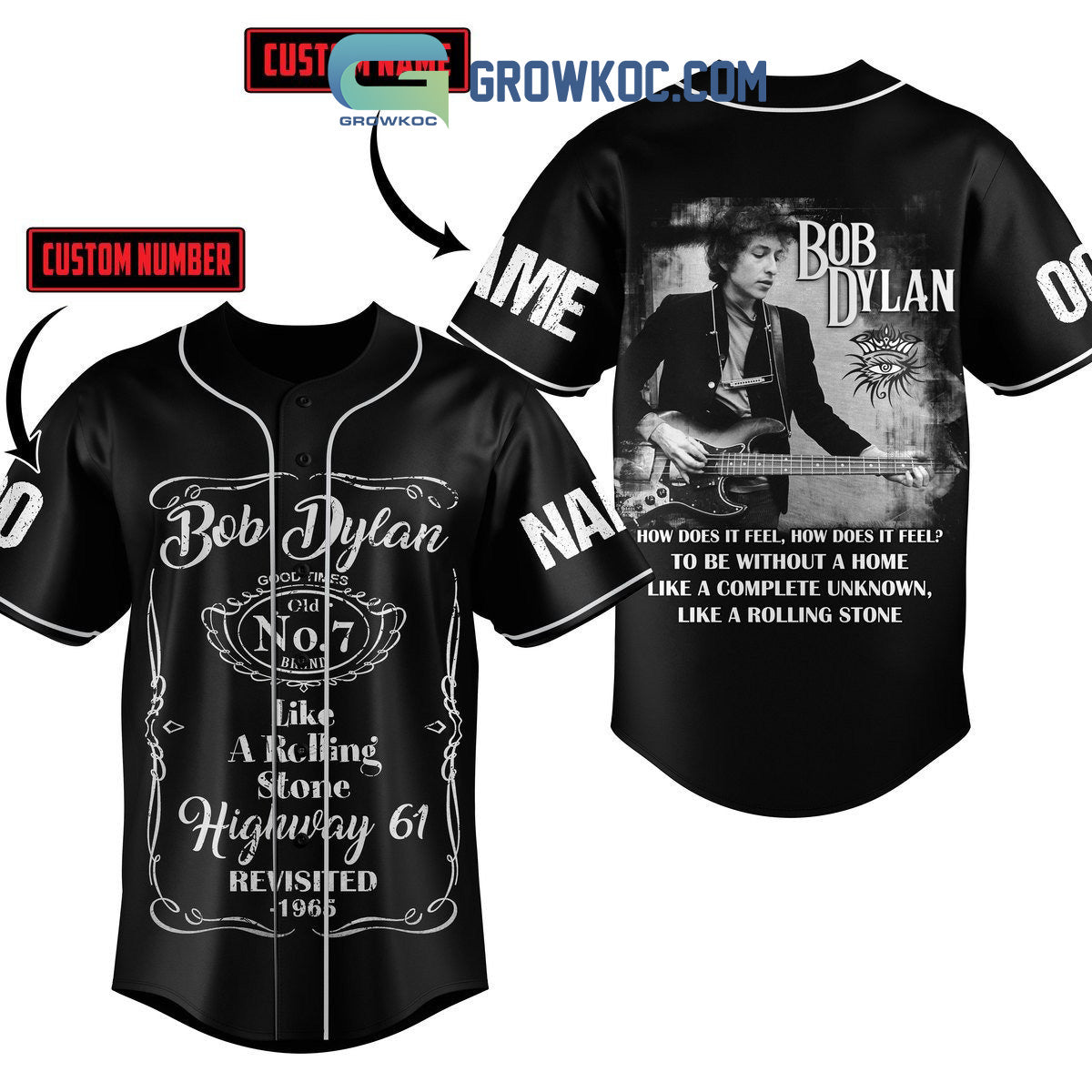 Bod Dylan How Does It Feel Personalized Baseball Jersey baseball jersey product view 1