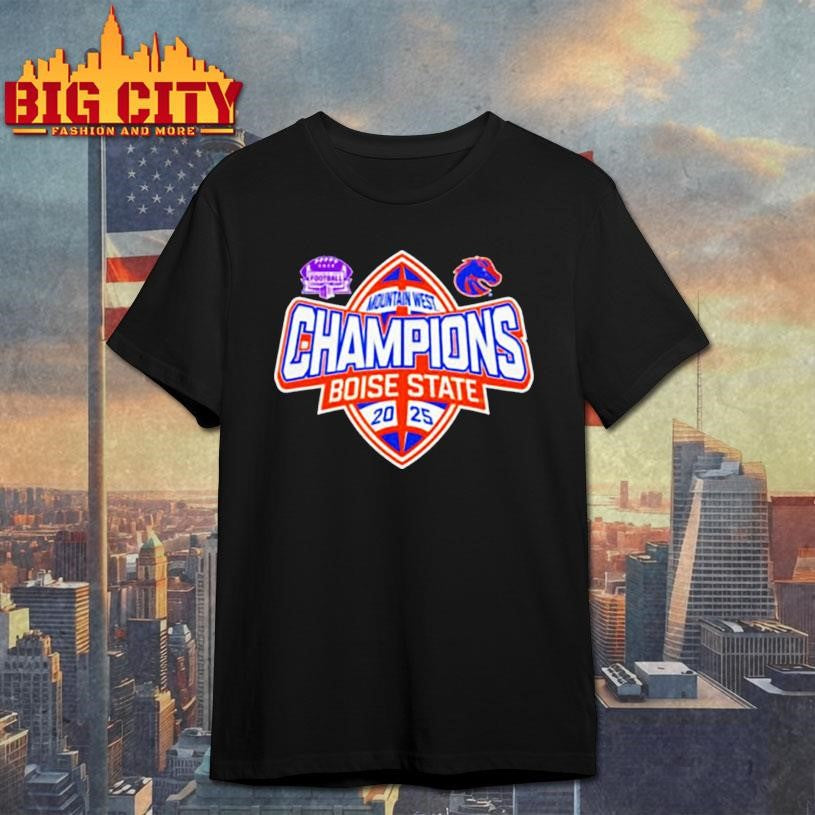 Boise State Broncos Mountain West Champs 2025 Football Shirt Unisex T-shirt, Sweatshirt, Hoodie, Long Sleeve Tee - T-Shirt, Sweatshirt, Hoodie