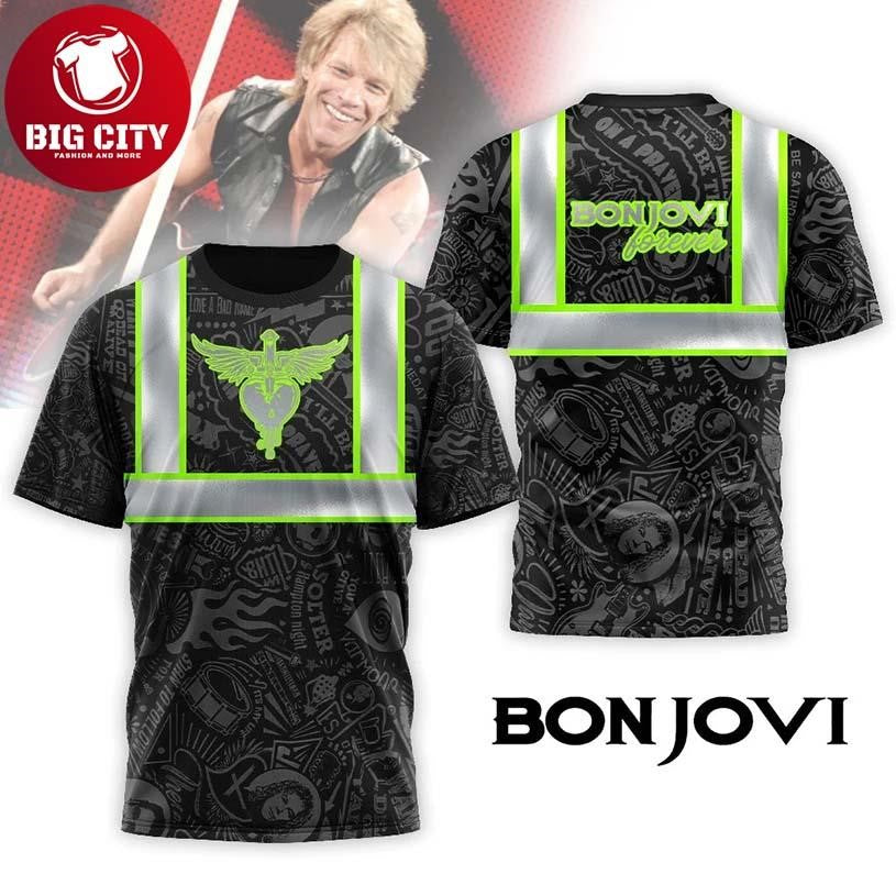 Bon Jovi Forever High Visibility Safety Rock Band Gift 2025 Two Sided Shirt Unisex T-shirt, Sweatshirt, Hoodie, Long Sleeve Tee - T-Shirt, Sweatshirt, Hoodie