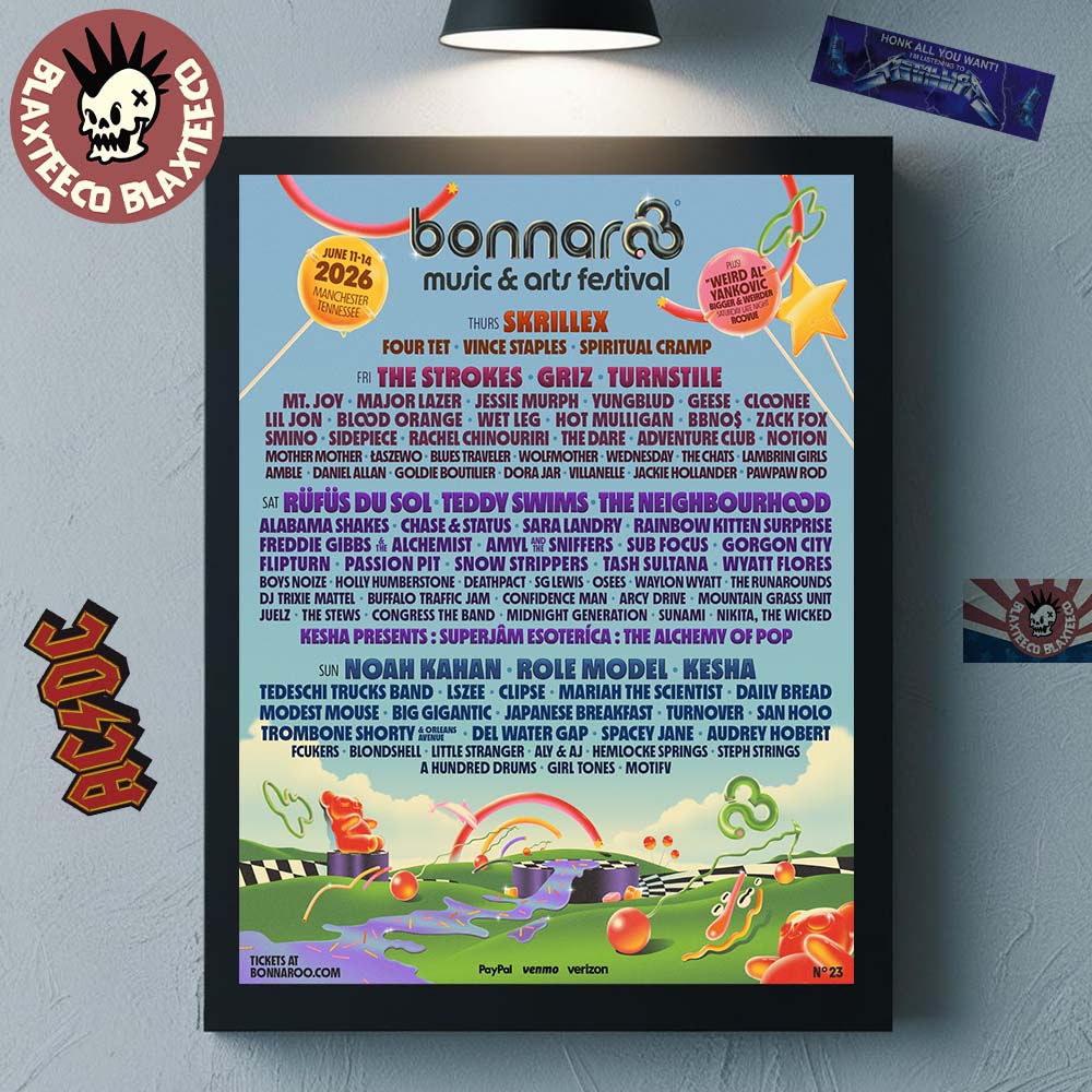 Bonnaroo Music And Arts Festival 2026 Full Lineup In Manchester Tennessee On June 11 12 13 14 2026 Home Decor Poster Canvas - T-Shirt, Sweatshirt, Hoodie