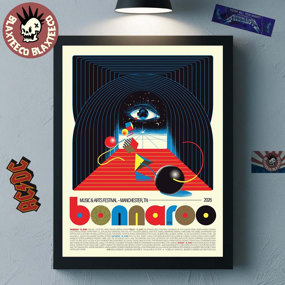 Bonnaroo Music And Arts Festival 2026 Official Merch Commemorative Poster In Manchester Tennessee From June 11 To 14 2026 By Sandro Rybak Poster Canvas - T-Shirt, Sweatshirt, Hoodie