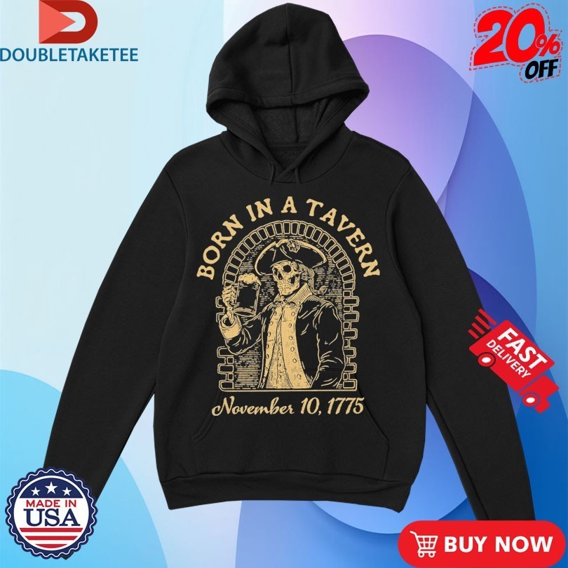 Born In A Tavern November 10 1775 Skeleton Beer - Adult & Kids T-Shirts, Sweatshirts & Hoodies apparel design preview 2