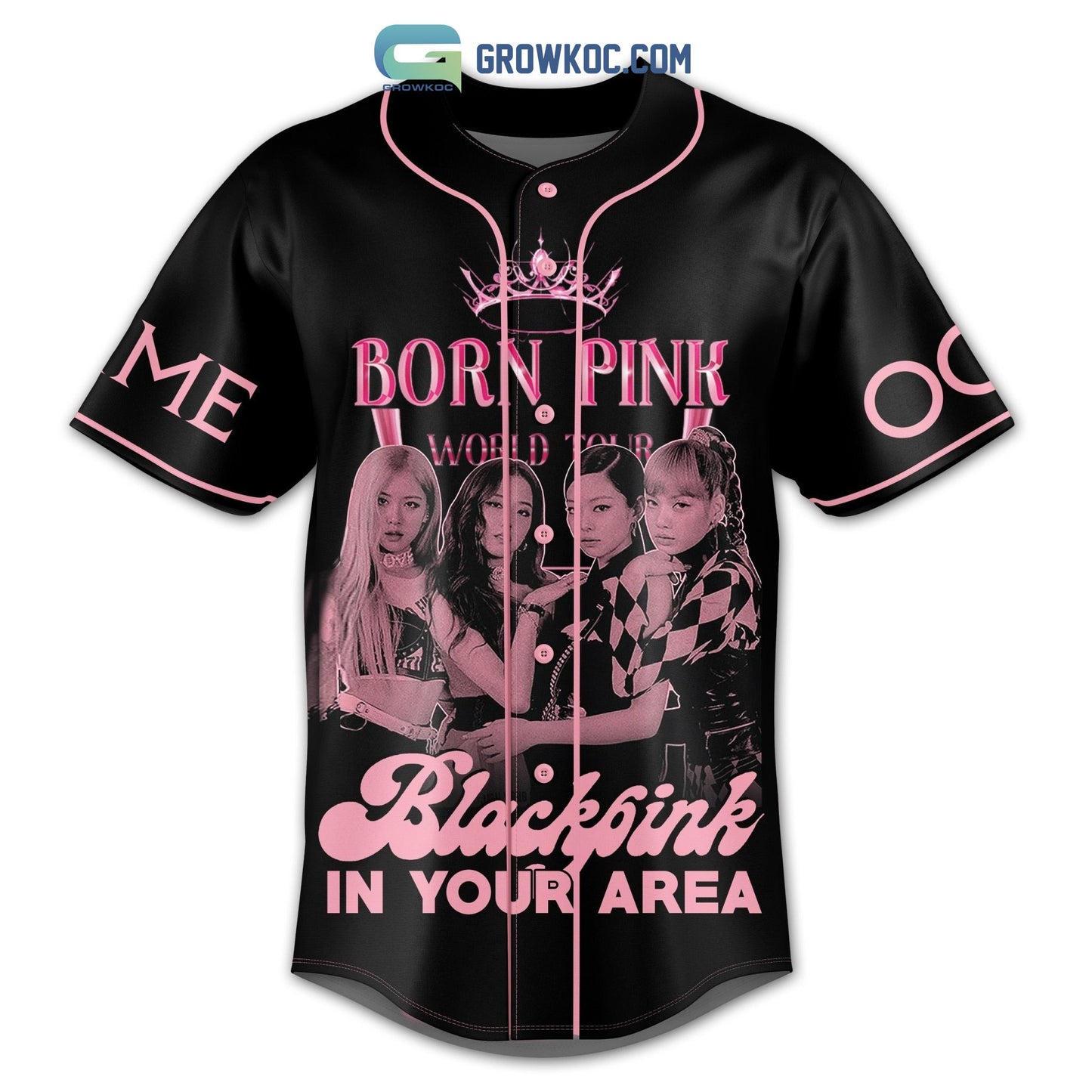 Born Pink Black Pink In Your Area Luck At You Now Look At Me Personalized Baseball Jersey baseball jersey product view 3