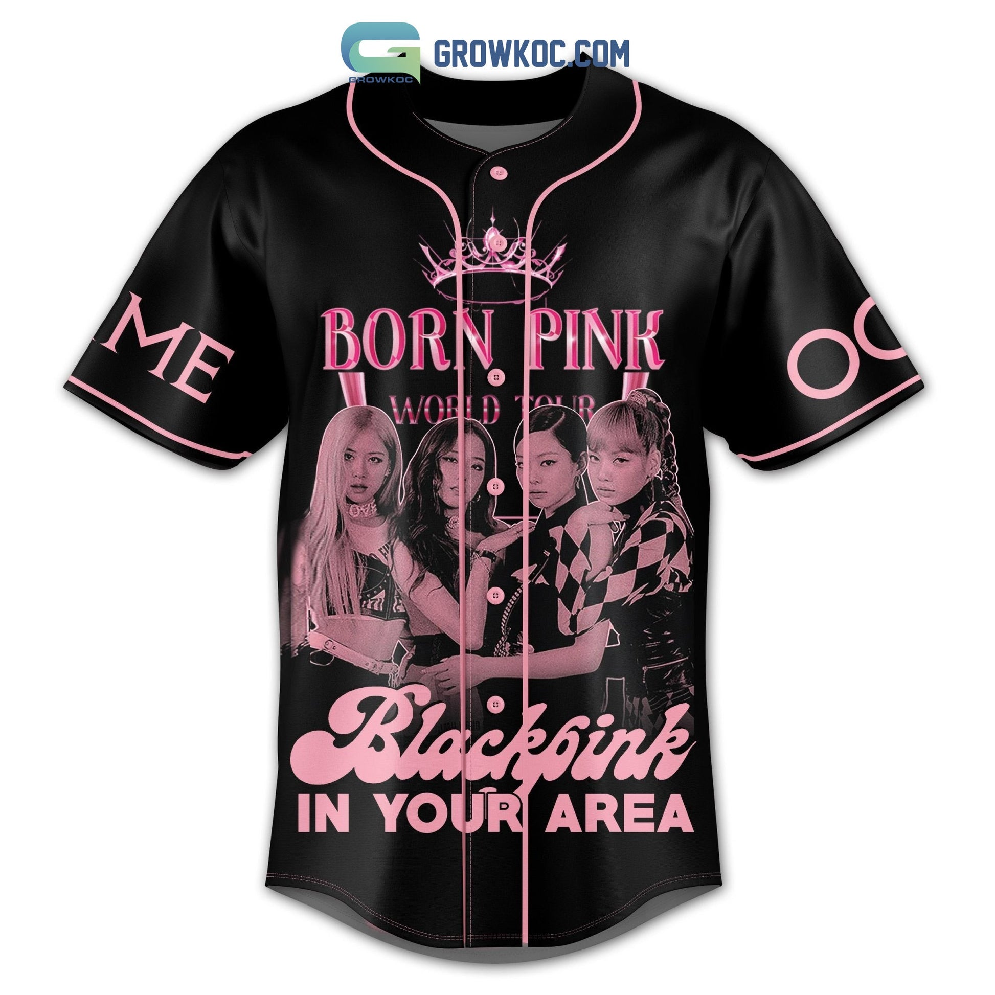 Born Pink Black Pink In Your Area Luck At You Now Look At Me Personalized Baseball Jersey baseball jersey product view 3