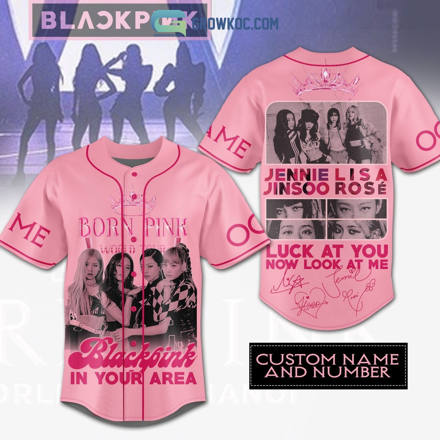 Born Pink Black Pink In Your Area Luck At You Now Look At Me Personalized Baseball Jersey baseball jersey product view 4