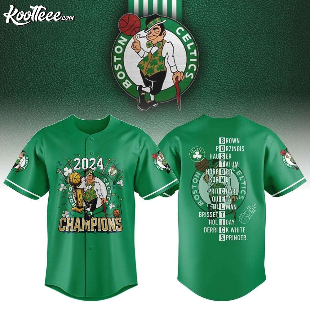 Boston Celtics 2024 Finals Champions Baseball Jersey baseball jersey product view 1