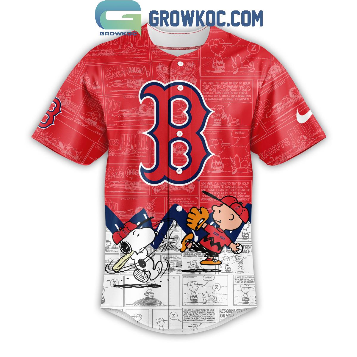 Boston Red Sox Peanuts 75th Anniversary Baseball Jersey baseball jersey product view 2