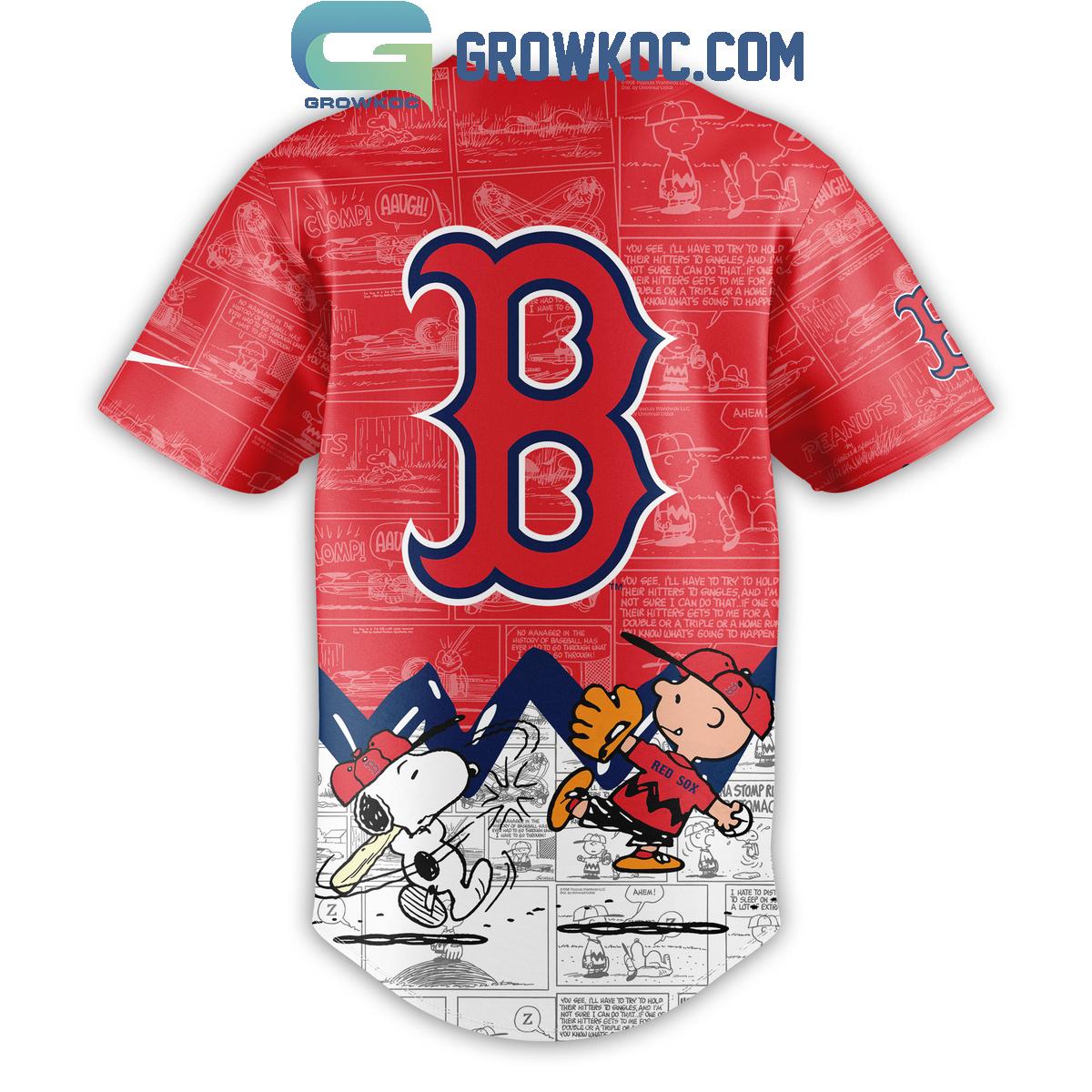 Boston Red Sox Peanuts 75th Anniversary Baseball Jersey baseball jersey product view 3