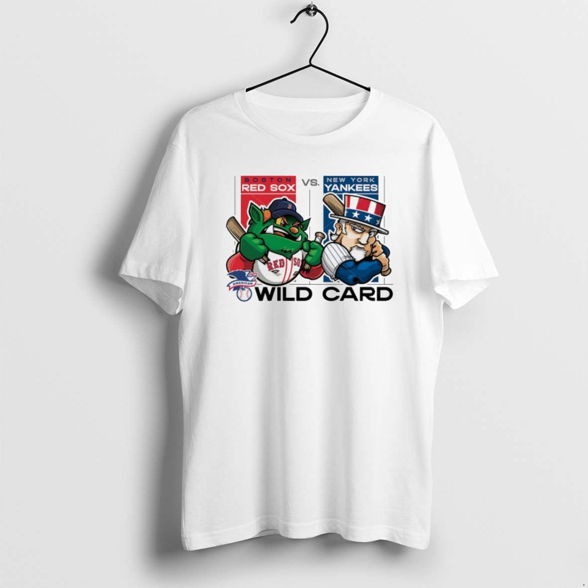 Boston Red Sox Vs New York Yankees 2025 Mlb Wild Card Matchup Mascot T Shirts Unisex T-shirt, Sweatshirt, Hoodie, Long Sleeve Tee - T-Shirt, Sweatshirt, Hoodie