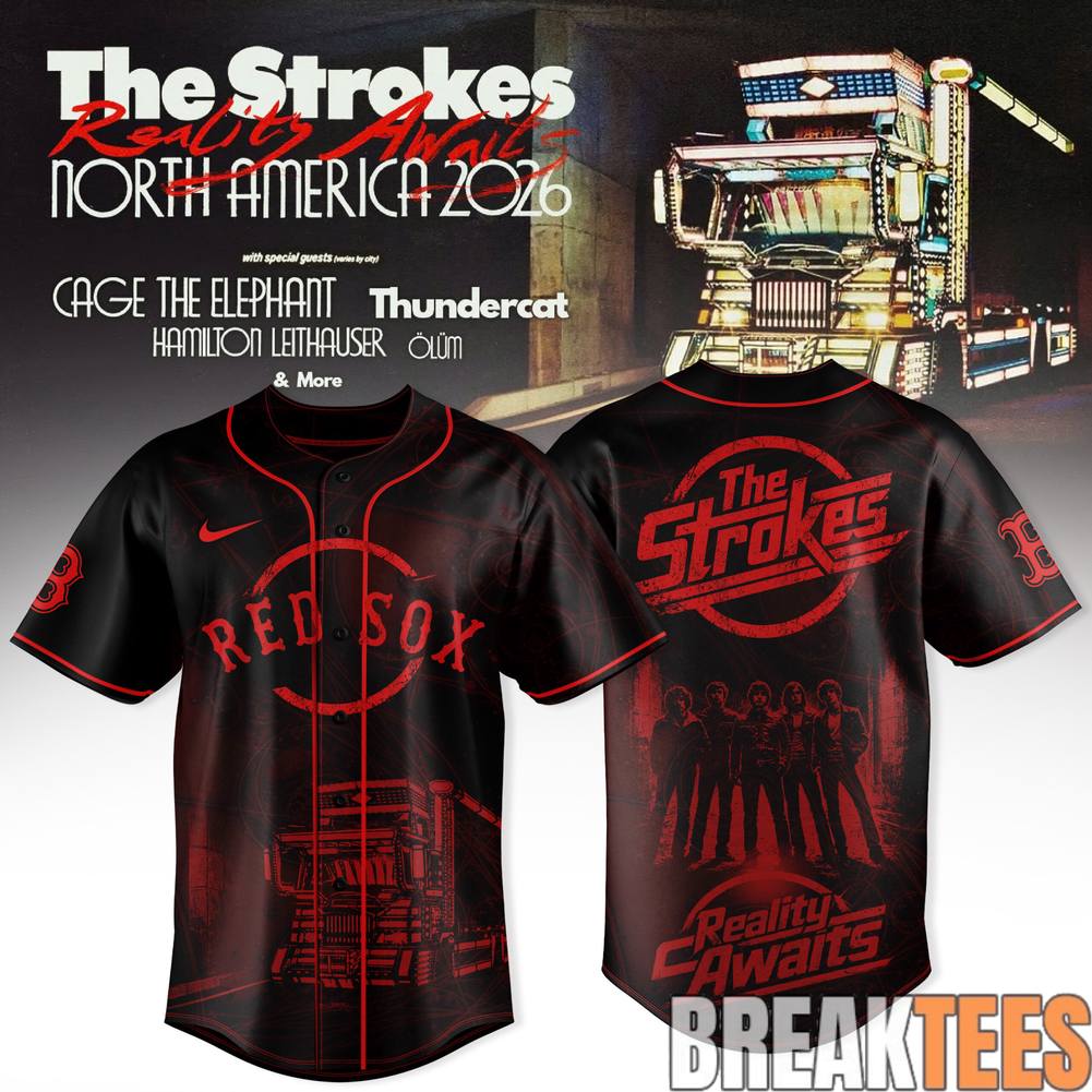 Boston Red Sox x The Strokes REALITY AWAITS TOUR 2026 Baseball Jersey baseball jersey product view 1