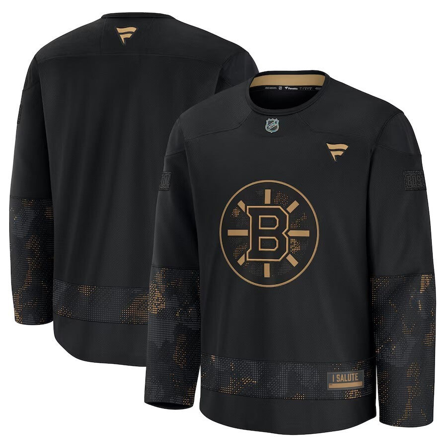 Boston Bruins 2024 Military Appreciation Practice Jersey - Black Hockey Jersey hockey jersey product view 1