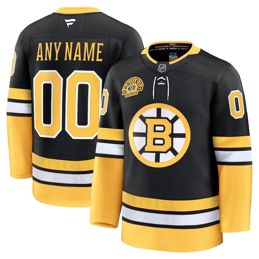 Boston Bruins Fanatics 100th Anniversary Premium Custom Jersey - Blac Hockey Jersey hockey jersey product view 1