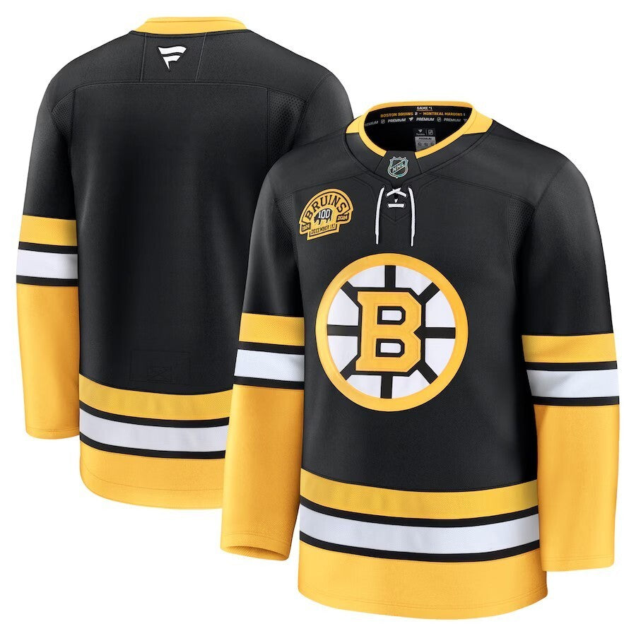 Boston Bruins Fanatics 100th Anniversary Premium Jersey - Black Hockey Jersey hockey jersey product view 1