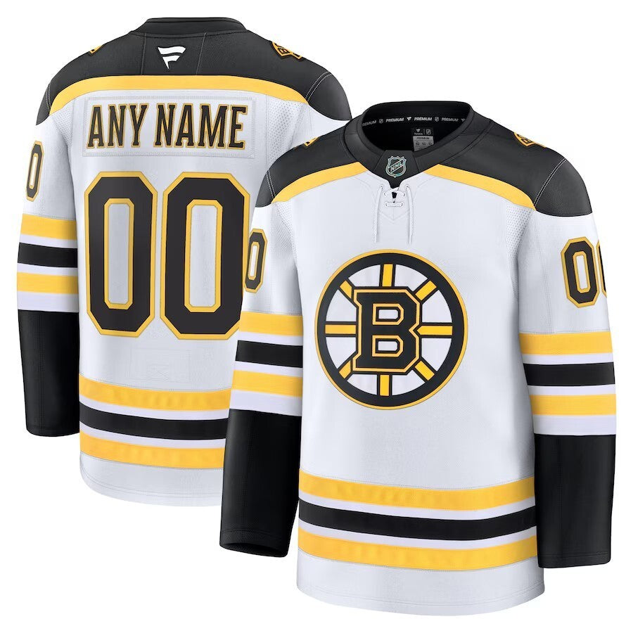 Boston Bruins Fanatics Away Premium Custom Jersey - White Style 2 Hockey Jersey hockey jersey product view 1