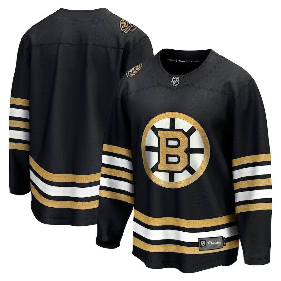 Boston Bruins Fanatics Branded 100th Anniversary Premier Breakaway Jersey - Black Hockey Jersey hockey jersey product view 1