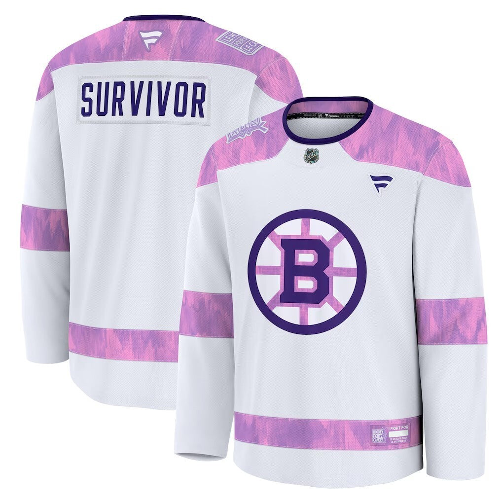 Boston Bruins Fanatics Hockey Fights Cancer Practice Jersey - White Hockey Jersey hockey jersey product view 1
